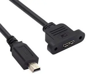 50CM USB 2.0 Mini 5Pin Male Screw Mount to USB 3.0 Micro B Female Extension Cable, 480Mbps High Speed USB Extender Cord 50CM USB 2.0 Mini 5Pin Male Screw Mount to USB 3.0 Micro B Female Extension Cable, 480Mbps High Speed USB Extender Cord