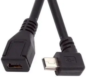 30cm 90 Degree Left Angle Mini B USB 5Pin Male to Female Extension Cable, Mini USB Type B Charging Data Cord for GPS Camera 30cm 90 Degree Left Angle Mini B USB 5Pin Male to Female Extension Cable, Mini USB Type B Charging Data Cord for GPS Camera