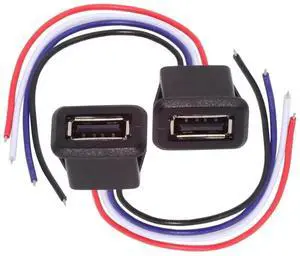 2Pcs/Set 24AWG USB 2.0 Pigtail Cable, Type A Female Socket to 4Pin Open Wire with Latch Mount, DC 5V Power Data Cord for DIY OEM Repair Projects 2Pcs/Set 24AWG USB 2.0 Pigtail Cable, Type A Female Socket to 4Pin Open Wire with Latch Mount, DC 5V Power Data Cord for DIY OEM Repair Projects