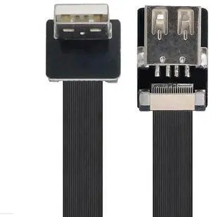 1m Up Angled 90 Degree USB 2.0 Type-A Male to Female Extension Cable, Flat Slim FPC Data Cord for FPV Hard Drive Scanner Printer 1m Up Angled 90 Degree USB 2.0 Type-A Male to Female Extension Cable, Flat Slim FPC Data Cord for FPV Hard Drive Scanner Printer