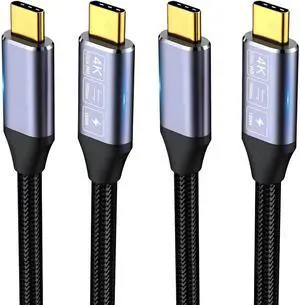 2-Pack 1.6FT Short USB C to USB C Cable, USB 3.1 Gen 2 10Gbps Data, 4K@60Hz Video, 5A 100W Fast Charging Cord Compatible with Thunderbolt 3 2-Pack 1.6FT Short USB C to USB C Cable, USB 3.1 Gen 2 10Gbps Data, 4K@60Hz Video, 5A 100W Fast Charging Cord Compatible with Thunderbolt 3