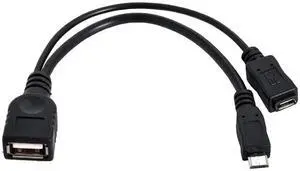 Micro USB Male to USB 2.0 Female OTG Cable with Micro USB Auxiliary Power Port, Support Charging for External Devices Micro USB Male to USB 2.0 Female OTG Cable with Micro USB Auxiliary Power Port, Support Charging for External Devices