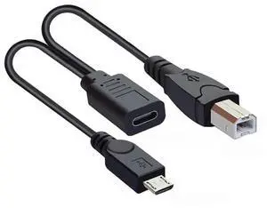 0.98FT/0.3M USB C Splitter Charging Cable, 1 to 2 USB B/Micro USB Multi Charging Extension Cable, Simultaneously Charge Two Devices 0.98FT/0.3M USB C Splitter Charging Cable, 1 to 2 USB B/Micro USB Multi Charging Extension Cable, Simultaneously Charge Two Devices