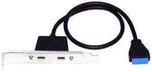 50cm USB3.0 Motherboard 19/20Pin to Dual Type-C Female Ports Cable, 5Gbps High Speed PCI-E Back Panel Expansion Cable for Desktop Motherboard 50cm USB3.0 Motherboard 19/20Pin to Dual Type-C Female Ports Cable, 5Gbps High Speed PCI-E Back Panel Expansion Cable for Desktop Motherboard