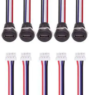 5Pcs DIY OEM Type C Female Socket to 4Pin Header Cable, 24AWG 2.0mm Pitch Panel Mount USB-C DC 5V Power Data Cable 5Pcs DIY OEM Type C Female Socket to 4Pin Header Cable, 24AWG 2.0mm Pitch Panel Mount USB-C DC 5V Power Data Cable
