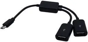 Micro USB Host Cable, Micro USB Male to Dual USB A Female OTG Adapter Hub, Black OTG Converter for Android Tablet PC Smartphone Micro USB Host Cable, Micro USB Male to Dual USB A Female OTG Adapter Hub, Black OTG Converter for Android Tablet PC Smartphone