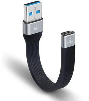 USB C Female to USB A Male Flat Short Cable, Soft Flexible Type A to Type C Charging Data Cord Compatible with Galaxy MacBook Phone Laptop USB C Female to USB A Male Flat Short Cable, Soft Flexible Type A to Type C Charging Data Cord Compatible with Galaxy MacBook Phone Laptop