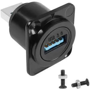 USB 3.0 Male to Female Panel Mount Adapter, 5Gbps D/XLR Type USB Plug to Socket Panel Mount Connector for Data Transfer & Charging USB 3.0 Male to Female Panel Mount Adapter, 5Gbps D/XLR Type USB Plug to Socket Panel Mount Connector for Data Transfer & Charging