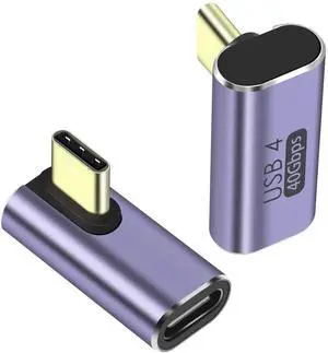2 Pack 90 Degree Vertical Bend USB C Adapter, USB4.0 Type C Female to Male Right Angle Coupler, 40Gbps High Speed OTG Connector for Laptop Tablet Phone 2 Pack 90 Degree Vertical Bend USB C Adapter, USB4.0 Type C Female to Male Right Angle Coupler, 40Gbps High Speed OTG Connector for Laptop Tablet Phone