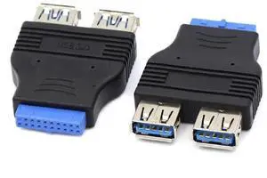2-Pack 2-Port USB 3.0 A Female to Motherboard 20 Pin Adapter, Internal USB 3.0 Header Splitter 2-Pack 2-Port USB 3.0 A Female to Motherboard 20 Pin Adapter, Internal USB 3.0 Header Splitter