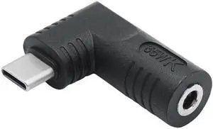 90 Degree Right Angle DC 4017 to USB C Adapter, PD 65W DC 4.0mm x 1.7mm to Type C Male Plug Power Charging Connector Black for Laptop Phone 90 Degree Right Angle DC 4017 to USB C Adapter, PD 65W DC 4.0mm x 1.7mm to Type C Male Plug Power Charging Connector Black for Laptop Phone