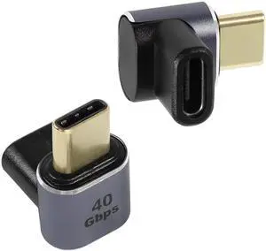 2Pcs 90 Degree USB4 Type-C Right Angle Adapter, Female to Male Extender Coupler, 40Gbps Data, 8K@60Hz Video, 100W Fast Charging OTG Connector 2Pcs 90 Degree USB4 Type-C Right Angle Adapter, Female to Male Extender Coupler, 40Gbps Data, 8K@60Hz Video, 100W Fast Charging OTG Connector