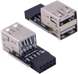2-Pack 9Pin USB 2.0 Motherboard Header Adapter, Female to Dual Type A Female Extension Connector Compatible for Computer Motherboard 2-Pack 9Pin USB 2.0 Motherboard Header Adapter, Female to Dual Type A Female Extension Connector Compatible for Computer Motherboard