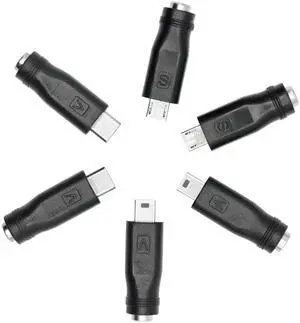 6Pcs Mixed DC 5.5mm x 2.1mm Adapter, 5V DC 5521 Female to Type C / Micro USB / Mini USB Male Plug Power Conversion Connector Kit 6Pcs Mixed DC 5.5mm x 2.1mm Adapter, 5V DC 5521 Female to Type C / Micro USB / Mini USB Male Plug Power Conversion Connector Kit