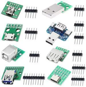 8 Pcs 4-in-1 USB to DIP Adapter Breakout Board, 2.54mm Pin Header Type-C / Type-B / USB 2.0 / USB 3.0 / Micro / Mini USB to DIP Converter Module 8 Pcs 4-in-1 USB to DIP Adapter Breakout Board, 2.54mm Pin Header Type-C / Type-B / USB 2.0 / USB 3.0 / Micro / Mini USB to DIP Converter Module