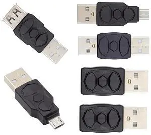 6Pcs Type-A Micro USB 2.0 Mini USB 5Pin Male to Female Extension Adapter, Black Connector Support Charging & Data Sync 6Pcs Type-A Micro USB 2.0 Mini USB 5Pin Male to Female Extension Adapter, Black Connector Support Charging & Data Sync