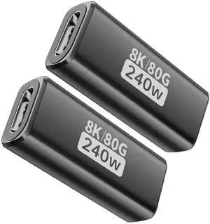 2Pack 240W USB-C Thunderbolt 5 Female to Female Coupler, Support 120Gbps 80Gbps Bandwidth, 16K Dual 8K 4K@540Hz Triple 4K@144Hz, Compatible with Thunderbolt 4/3, iPhone 17, USB4, Razer Blade, Mac mini 2Pack 240W USB-C Thunderbolt 5 Female to Female Coupler, Support 120Gbps 80Gbps Bandwidth, 16K Dual 8K 4K@540Hz Triple 4K@144Hz, Compatible with Thunderbolt 4/3, iPhone 17, USB4, Razer Blade, Mac mini