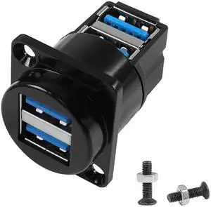 Dual USB 3.0 90 Degree Panel Mount Adapter, Dual USB 3.0 Female to Female Right Angle Connector, Support Data Transfer and Charging for Panel Mount Extension Dual USB 3.0 90 Degree Panel Mount Adapter, Dual USB 3.0 Female to Female Right Angle Connector, Support Data Transfer and Charging for Panel Mount Extension