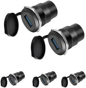 USB 3.0 Female to Female Panel Mount Adapter, 5Gbps High Speed Waterproof Dustproof Round USB Connector for Data Transfer Charging, 5 Pack Black USB 3.0 Female to Female Panel Mount Adapter, 5Gbps High Speed Waterproof Dustproof Round USB Connector for Data Transfer Charging, 5 Pack Black