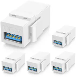 USB 3.0 Keystone Jack Inserts, Snap-In Wall Plate Insert Module, 5 Pack USB 3.0 Keystone Jack Inserts, Snap-In Wall Plate Insert Module, 5 Pack