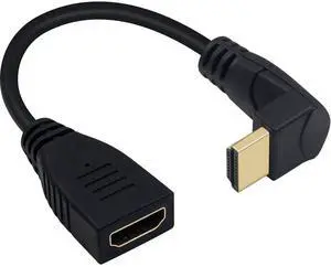 0.5FT 90 Degree Up Angle HDMI Extension Cable, HDMI 2.1 Male to Female Short Adapter, 48Gbps 8K@60Hz 3D HDR Compatible with TV Xbox PS4 PS5 0.5FT 90 Degree Up Angle HDMI Extension Cable, HDMI 2.1 Male to Female Short Adapter, 48Gbps 8K@60Hz 3D HDR Compatible with TV Xbox PS4 PS5