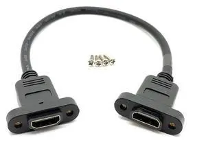 HDMI Female to Female Panel Mount Adapter Cable, High Speed HDMI Extension Cord with Ethernet 28AWG Screw Fixed Design 30CM HDMI Female to Female Panel Mount Adapter Cable, High Speed HDMI Extension Cord with Ethernet 28AWG Screw Fixed Design 30CM