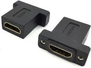 2-Pack HDMI Coupler Adapter, Gold Plated HDMI Female to Female Straight Inline Panel Mount Connector with Screw Holes Black 2-Pack HDMI Coupler Adapter, Gold Plated HDMI Female to Female Straight Inline Panel Mount Connector with Screw Holes Black