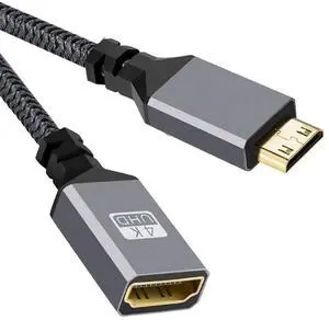 4K Mini HDMI 1.4 Male to HDMI Female Extension Cable, 0.15M/0.49FT Short HDMI Extender Compatible with DV MP4 Camera DC Laptop 4K Mini HDMI 1.4 Male to HDMI Female Extension Cable, 0.15M/0.49FT Short HDMI Extender Compatible with DV MP4 Camera DC Laptop