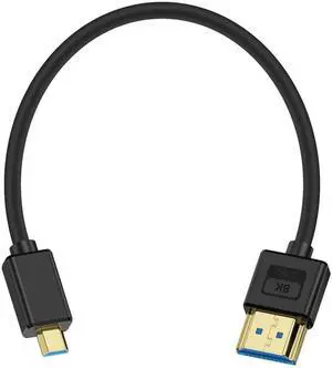 1ft Ultra Thin Micro HDMI 2.1 to HDMI Cable, 48Gbps 8K@60Hz Soft Slim Silicone Short Cord Compatible with Digital Camera Camcorders 1ft Ultra Thin Micro HDMI 2.1 to HDMI Cable, 48Gbps 8K@60Hz Soft Slim Silicone Short Cord Compatible with Digital Camera Camcorders