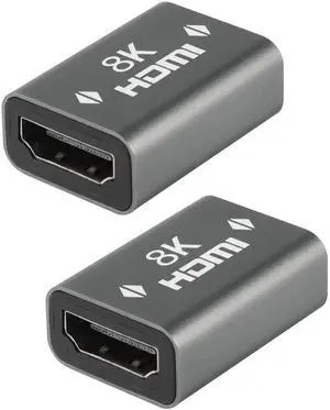 2Pack Gray HDMI Female to Female Coupler, Aluminum Alloy HDMI Extension Connector Support 3D 8K@60Hz HDR, Compatible for HDTV Roku Stick PC Monitor Laptop 2Pack Gray HDMI Female to Female Coupler, Aluminum Alloy HDMI Extension Connector Support 3D 8K@60Hz HDR, Compatible for HDTV Roku Stick PC Monitor Laptop