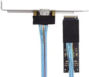M.2 2280 NGFF PCIe 4.0 M-Key to Oculink SFF-8612 SFF-8611 Host Cable, 30cm with Bracket for NVMe U.2 SSD and eGPU M.2 2280 NGFF PCIe 4.0 M-Key to Oculink SFF-8612 SFF-8611 Host Cable, 30cm with Bracket for NVMe U.2 SSD and eGPU