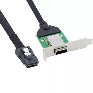 Mini SAS SFF-8087 to SFF-8088 Female 12Gbps Adapter Cable with Low Profile Bracket, 100CM Server Storage Cable Mini SAS SFF-8087 to SFF-8088 Female 12Gbps Adapter Cable with Low Profile Bracket, 100CM Server Storage Cable