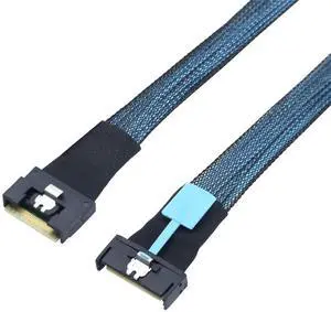 PCI-E 5.0 Mini Cool Edge IO MCIO 74Pin to SFF-8654 8i 74Pin Slimline SAS 4.0 24Gbps Extension Cable, 0.5M PCI-E 5.0 Mini Cool Edge IO MCIO 74Pin to SFF-8654 8i 74Pin Slimline SAS 4.0 24Gbps Extension Cable, 0.5M