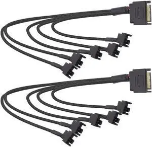 27cm 2Pcs SATA to Fan Splitter Cable, 15 Pin SATA to 5 Port 3Pin/4Pin 12V PC Case Cooling Fan Power Adapter Extension Cord 27cm 2Pcs SATA to Fan Splitter Cable, 15 Pin SATA to 5 Port 3Pin/4Pin 12V PC Case Cooling Fan Power Adapter Extension Cord