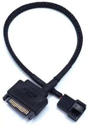 27cm 10.6 Inch 1 to 1 SATA to 3/4 Pin Fan Power Adapter Cable, 15Pin SATA to 12V Case Fan Extension Cord 27cm 10.6 Inch 1 to 1 SATA to 3/4 Pin Fan Power Adapter Cable, 15Pin SATA to 12V Case Fan Extension Cord