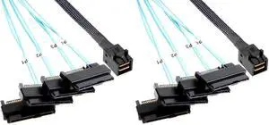 2 Pack 0.5M SFF-8643 to 4 Ports SFF-8482 Mini SAS Breakout Cable with SATA Power 2 Pack 0.5M SFF-8643 to 4 Ports SFF-8482 Mini SAS Breakout Cable with SATA Power