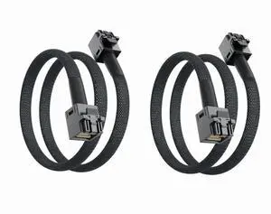 SFF-8643 to SFF-8643 Mini SAS HD Internal Cable with Sideband, 4-Lane SAS Data Cord for Server RAID Card PCIe Controller, 1M 3.28FT 2 Pack SFF-8643 to SFF-8643 Mini SAS HD Internal Cable with Sideband, 4-Lane SAS Data Cord for Server RAID Card PCIe Controller, 1M 3.28FT 2 Pack