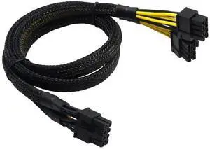 9 Inch 23cm Black Braided 8 Pin PCIe Power Splitter Cable, PCIe 8Pin Female to Dual 8Pin 6+2 Male GPU VGA Power Adapter Cable 9 Inch 23cm Black Braided 8 Pin PCIe Power Splitter Cable, PCIe 8Pin Female to Dual 8Pin 6+2 Male GPU VGA Power Adapter Cable