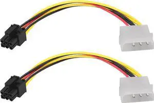 2 Pack 17cm 4Pin Molex to 6Pin PCIe GPU Power Adapter Cable, Male to Male Graphics Card Power Conversion Cord 2 Pack 17cm 4Pin Molex to 6Pin PCIe GPU Power Adapter Cable, Male to Male Graphics Card Power Conversion Cord