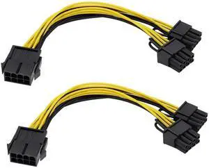 2 Pack 20cm 18AWG 8Pin Female to Dual 6+2Pin GPU Y Splitter Power Cable for Mining Rig 2 Pack 20cm 18AWG 8Pin Female to Dual 6+2Pin GPU Y Splitter Power Cable for Mining Rig