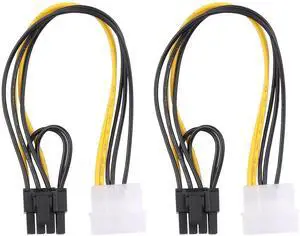 2 Pack 4 Pin Molex to 6+2 Pin PCIe GPU Power Adapter Cable 2 Pack 4 Pin Molex to 6+2 Pin PCIe GPU Power Adapter Cable