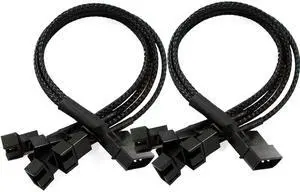 2 Pack Braided 4 Pin Molex to 4 Ports 3/4 Pin Fan Splitter Cable 12V PC Cooling Fan Power Adapter 2 Pack Braided 4 Pin Molex to 4 Ports 3/4 Pin Fan Splitter Cable 12V PC Cooling Fan Power Adapter