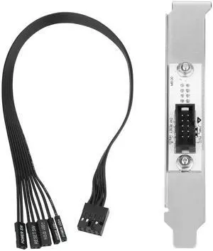 30cm PC Power Button Extension Cable with Full Height PCIe Bracket, 9 Pin Front Panel Header Power Switch Adapter for Mid & Full Tower Cases 30cm PC Power Button Extension Cable with Full Height PCIe Bracket, 9 Pin Front Panel Header Power Switch Adapter for Mid & Full Tower Cases