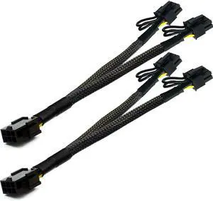 2 Pack 9 Inch Sleeved PCIe 6 Pin to Dual 8 Pin 6+2 Pin GPU Power Y Splitter Cable, Mining Graphics Card VGA Power Extension Adapter Cord 2 Pack 9 Inch Sleeved PCIe 6 Pin to Dual 8 Pin 6+2 Pin GPU Power Y Splitter Cable, Mining Graphics Card VGA Power Extension Adapter Cord