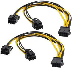 2 Pack 30CM 8 Pin PCI-E Female to Dual 8Pin (6+2) Male Y Splitter Cable, GPU VGA Power Extension Cord Molex Wire for Graphics Card BTC Miner 2 Pack 30CM 8 Pin PCI-E Female to Dual 8Pin (6+2) Male Y Splitter Cable, GPU VGA Power Extension Cord Molex Wire for Graphics Card BTC Miner