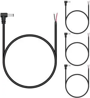 4Pcs 0.5M 18AWG Right Angle DC5521 Male Pigtail Cable, 5.5x2.1mm 90 Degree DC Plug to 2 Pin Bare Wire Cord for DC Power Repair Replacement 4Pcs 0.5M 18AWG Right Angle DC5521 Male Pigtail Cable, 5.5x2.1mm 90 Degree DC Plug to 2 Pin Bare Wire Cord for DC Power Repair Replacement
