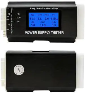 1.8 Inch LCD PC Power Supply Tester, Aluminum Alloy Shell ATX ITX 20/24 Pin PSU Diagnostic Tester with IDE SATA HDD Multiple Interfaces 1.8 Inch LCD PC Power Supply Tester, Aluminum Alloy Shell ATX ITX 20/24 Pin PSU Diagnostic Tester with IDE SATA HDD Multiple Interfaces