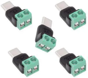 5Pcs Type-C Male To 2Pin Terminal Solderless Adapter, DC 5V USB2.0 OTG Fast Charging DIY Power Repair Connector Kit 5Pcs Type-C Male To 2Pin Terminal Solderless Adapter, DC 5V USB2.0 OTG Fast Charging DIY Power Repair Connector Kit