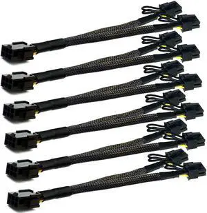 6 Pack PCIe 6 Pin to Dual 8Pin 6+2 GPU Power Splitter Cable, 9 Inch 18AWG Sleeved VGA Y-Splitter Extension Cord with Bonus for Mining Gaming Graphics Card 6 Pack PCIe 6 Pin to Dual 8Pin 6+2 GPU Power Splitter Cable, 9 Inch 18AWG Sleeved VGA Y-Splitter Extension Cord with Bonus for Mining Gaming Graphics Card