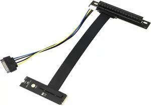 200mm 90 Degree Left Angle M.2 NVMe M-Key to PCIe X16 Flexible Riser Cable, NGFF PCIe Extender Adapter for GPU SSD Capture Card 200mm 90 Degree Left Angle M.2 NVMe M-Key to PCIe X16 Flexible Riser Cable, NGFF PCIe Extender Adapter for GPU SSD Capture Card